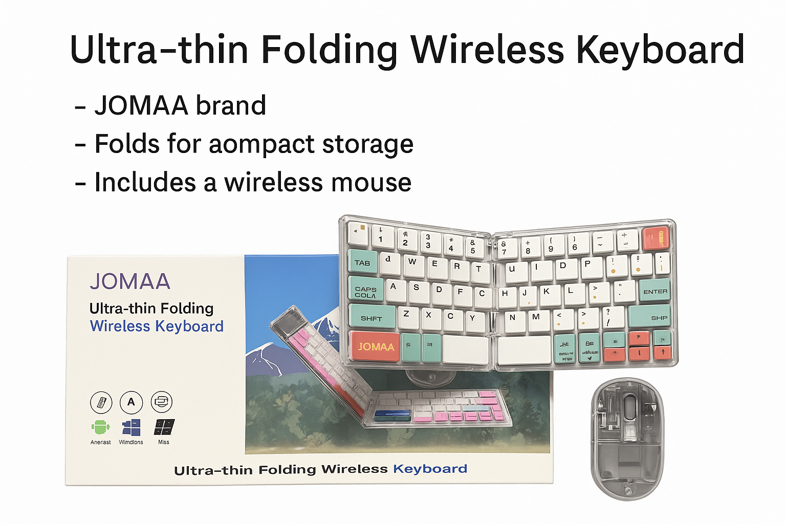 JOMAA Folding Bluetooth Keyboard + Mouse Set
