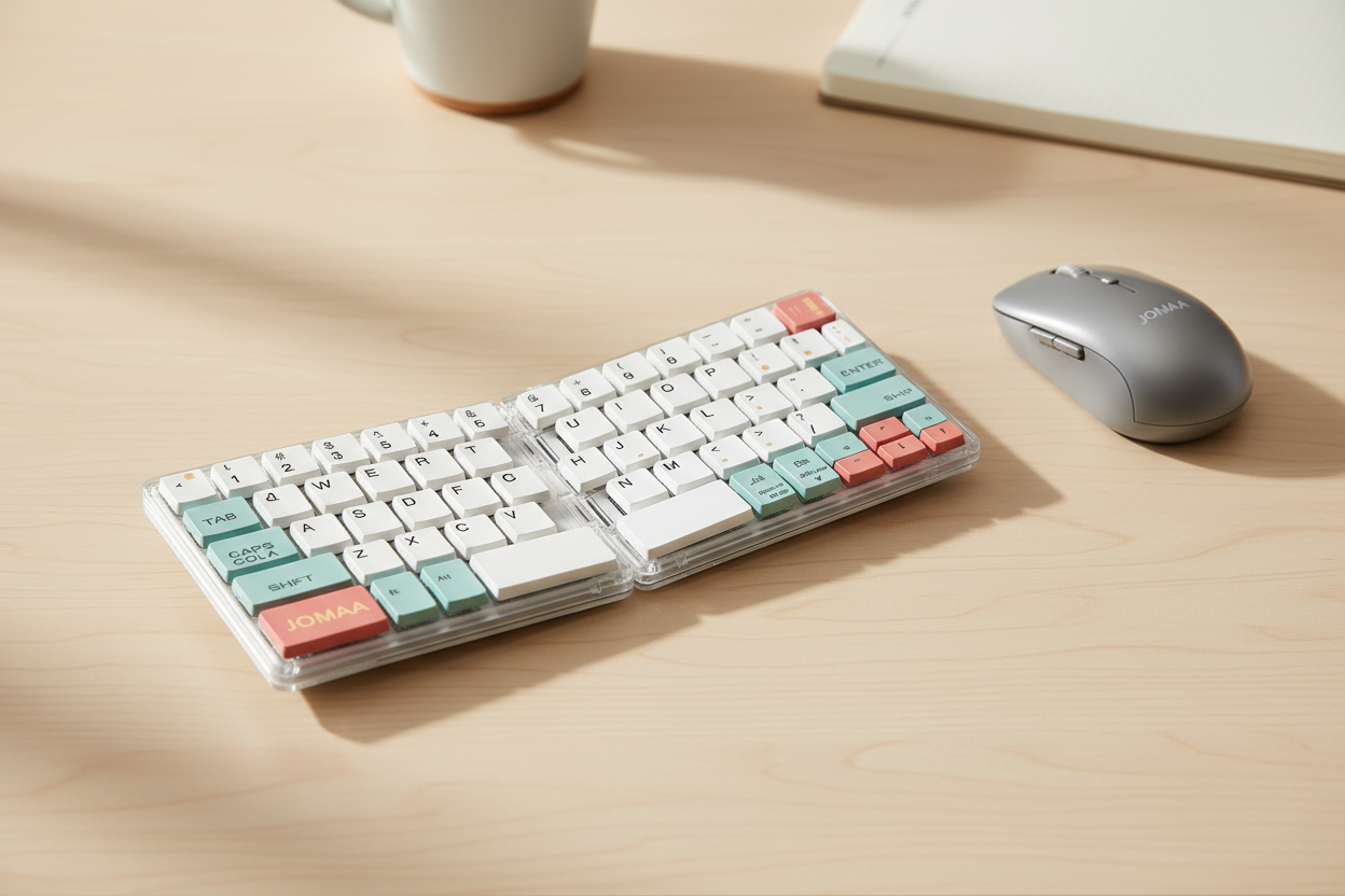 JOMAA Folding Bluetooth Keyboard + Mouse Set in modern workspace